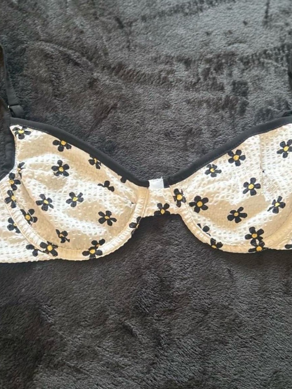 For Love & Lemons Daisy Black and Cream Lined Bra Top
